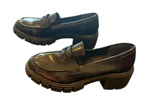 Crown Vintage‎ Women's Black Chunky Platform Penny Loafers Size 10 thumbnail 1