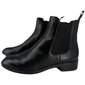 ZARA Women's Black Leather Chelsea Ankle‎ Boots Size 7.5 (EU 38) Minimalist thumbnail 1