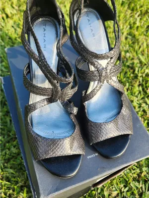 Tahari Metallic Pewter Open-Toe Strappy Heels thumbnail 2