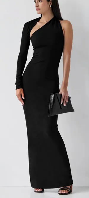 Marcella NEW Manhattan One Shoulder Gown in Black thumbnail 1