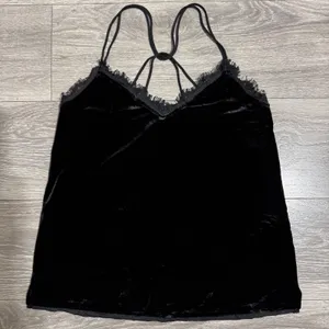 Abercrombie & Fitch Black Y2K Velvet Lace Trim Cami Tank Whimsigoth‎ Top Women S thumbnail 4