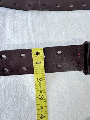 Leather Belt Size L Brown Double Prong Silver Buckle Waist Band Unisex Western thumbnail 6