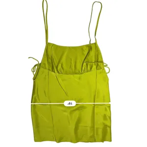 Rumored Meadow Mini Dress LARGE‎ Square Neck Green Satin Empire Cocktail NEW thumbnail 5
