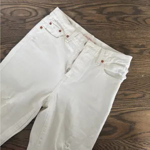 Levi’s high waisted white wedgie straight leg raw hem button fly jean pants 26 thumbnail 5