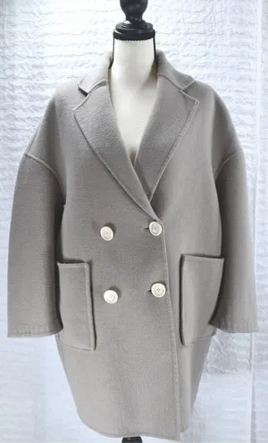 Peacebird Women Grey Wool Blend Double Breasted Oversized Coat A1AA84150 Size S thumbnail 1