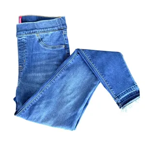 Spanx Jean-ish Ankle Leggings Medium Indigo Distressed Raw‎ Hem Tall Large L/G thumbnail 4