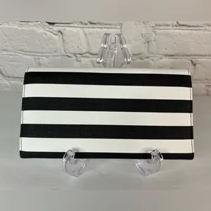 Kut From The Kloth Black White Striped‎ Slim Trifold Wallet Vegan Leather NEW thumbnail 2
