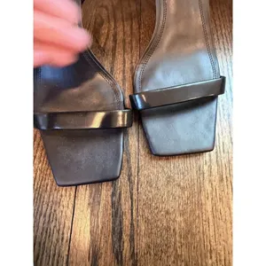 Nordstrom Black Square Toe Leather Kitren Heel Sandal Sz 10 NEW thumbnail 12