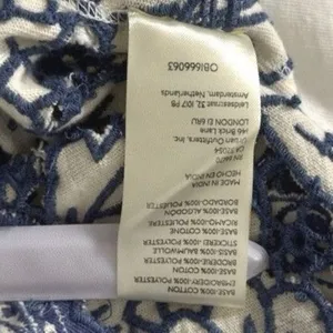 Free People Womens Top White Blue S Floral Boho Short Sleeve Relaxed Tunic thumbnail 5