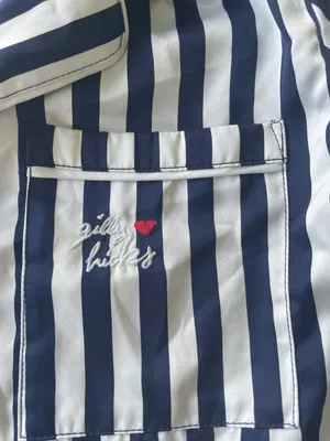 Gilly Hicks Satin Pajama Top Blue White Stripes Size Medium thumbnail 6