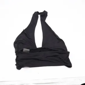 Urban Outfitters Halter Top Womens M Ruched Black V-Neck Stretch Good thumbnail 5