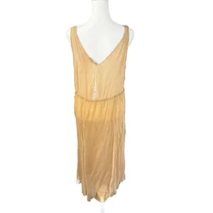 Nataya NWT Gold Embroidered Chiffon Maxi Dress L Edwardian Wedding Fairycore thumbnail 6