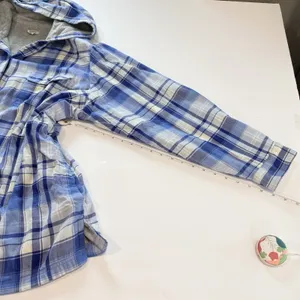 LL Bean Blue Plaid Sherpa Lined Flannel Hoodie Shirt Jacket Shacket Pockets 3X thumbnail 8