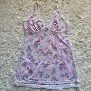 Pucker Up Slip Nightgown Sleepwear Vintage Floral Lace Pink L thumbnail 3