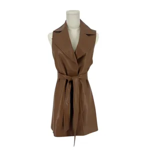 Alice +‎ Olivia NWT Rozlynn Camel Vegan Leather Belted Vest Mini Dress XS thumbnail 2