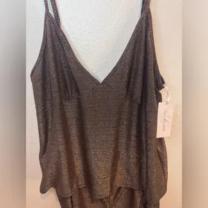Linea Donatella NWT Women’s‎ Metallic Copper Black Pajama Set Size XL thumbnail 4