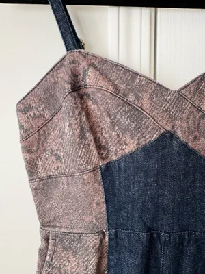 Anthropologie Pilcro Snake Print Denim Romper/Playsuit, Size 8 thumbnail 7