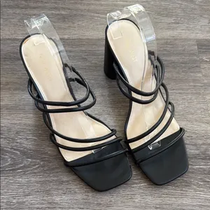 Nine West Stylish Black Women's Heels Strappy Sandals thumbnail 1