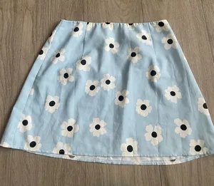 Princess Polly Light Blue Floral Skater Skirt thumbnail 1
