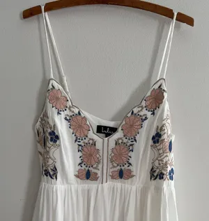 Lulus Daisy Petal Pickin’ Embroidered Dress Size L Festival Boho Whimsy Fairy thumbnail 5