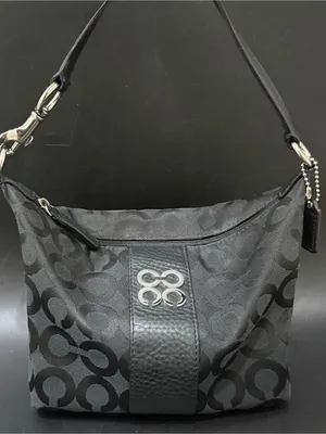 COACH 43771 Julia Outline OP Art Black Jacquard Canvas Small Purse Shoulder Bag thumbnail 2