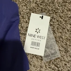 Nine West Active Women Purple Front Zip Racerback Sports Bra Crop Top Medium NEW thumbnail 2