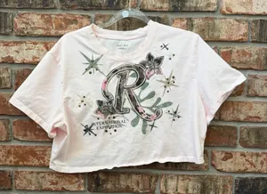 Smoke Rise Red Camo Cropped Tee Womens Size Large Pink Embroidered thumbnail 1