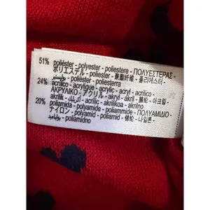 Zara Heart Print Cardigan Sweater Women M Navy Blue Red Polo Polka Dots JACQUARD thumbnail 6