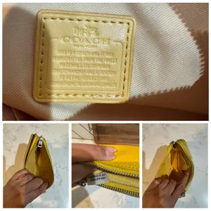 Coach Double Corner Zip Wristlet pebble leather This compact pouch bright yellow thumbnail 10