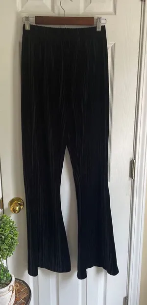 wild fable Black Velvet Whimsical Boho Rave Flared Pants thumbnail 1