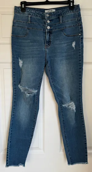 Refuge Women’s Distressed Medium Wash Skinny Jeans Size 8 thumbnail 1