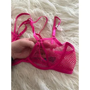 Victoria's Secret Very Sexy Fishnet Open-Cup Low-Cut Demi Bra Pink Size Large thumbnail 7