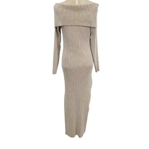 Anthropologie Off-The-Shoulder Sweater Midi Dress Cream‎ Beige Tan Size XL thumbnail 10
