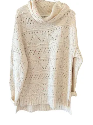 Sundance Womens‎ Cream Multi Confetti Rainbow Knit Oversized Cowl Neck Sweater M thumbnail 1