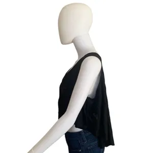 ✨Free People Black Crinkle Button Front Swing Crop Sz Medium Top✨ thumbnail 4