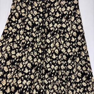B. Moss Maxi Skirt Brown Floral Button Front Vtg 90s Rayon USA Cottage Juniors 3 thumbnail 2