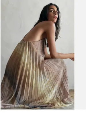 Nwot Zara Women Tie Dye Pleated Halter Dress Multicolored Sz Xs 3666/096 thumbnail 4