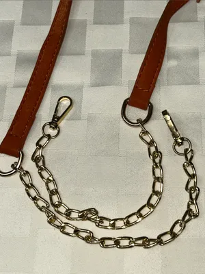 Rust Faux Leather Shoulder Strap with Gold Chains thumbnail 4