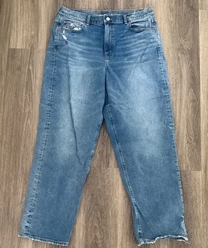 American Eagle Outfitters Blue Highest Rise Baggy Jeans Size 16 Straight Leg thumbnail 1