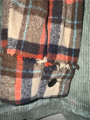 Easel Plaid Panel Contrast Corduroy Trucker Jacket Sage Green Medium thumbnail 6
