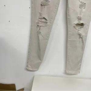 American Eagle Tan Distressed Skinny High Rise Jeans Womens 10 Denim Zip Fly thumbnail 4