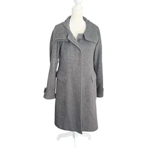 Burberry London Wool Cashmere Coat Gray Long Wrap Collar Back Belt UK 6 US 4 thumbnail 3