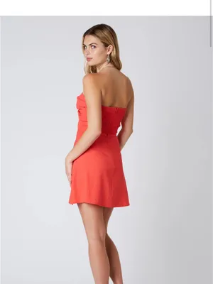 Cotton Candy LA Red Linen Keyhole Dress Size Medium thumbnail 4