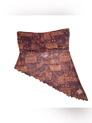 Ruby & Jewell Los Angeles Asymmetrical Mesh Tube Top Brown Paisley Size L NWT thumbnail 3