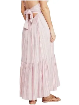 Free People Audrey Halter Red Striped Maxi Dress MEDIUM thumbnail 2