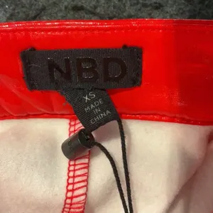 NBD Red Siobhan Faux Leather Mini Skirt XS Front Zip Clubwear Punk Night Out thumbnail 5