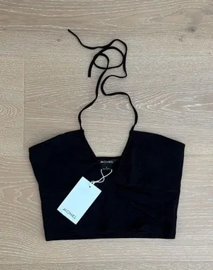 Monkl Halter Tie Top Size S Black thumbnail 1
