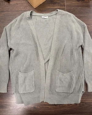 Aeropostale Women's M Khaki Green Chunky Knit Open Front Cardigan Sweater thumbnail 1