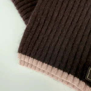 Coach Brown and Pink Cashmere Ribbed Scarf thumbnail 3