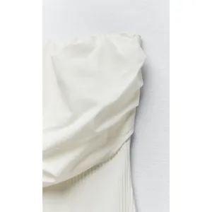Zara White Bodycon ribbed tube dress with draped chest size small thumbnail 8